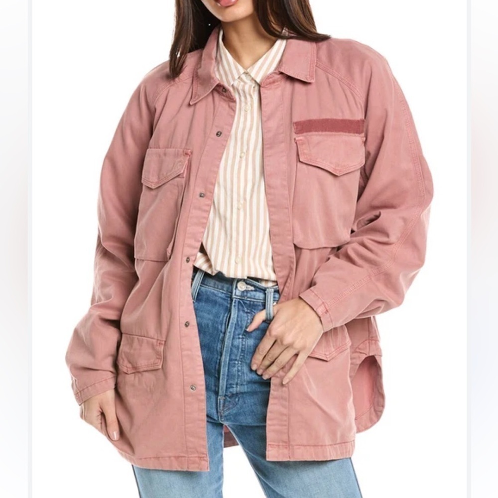 PISTOLA Dusty Rose Pink BRIANA OVERSIZED UTILITY JACKET Snap Front Pocket XL NWT